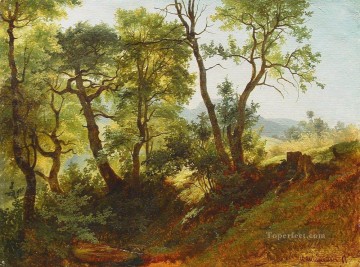 150の主題の芸術作品 Painting - 森の端 1866 年の古典的な風景 イワン・イワノビッチの木々